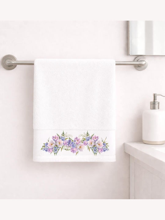 Astron Italy 50x90cm Violet White Bath Towel Weight 500gsm