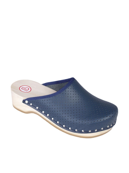 Berkemann Leather Clogs Blue