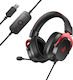 QCY Heroad VT200 Over Ear Gaming Headset με σύνδεση USB Black/Red for PC / PS4 / PS5