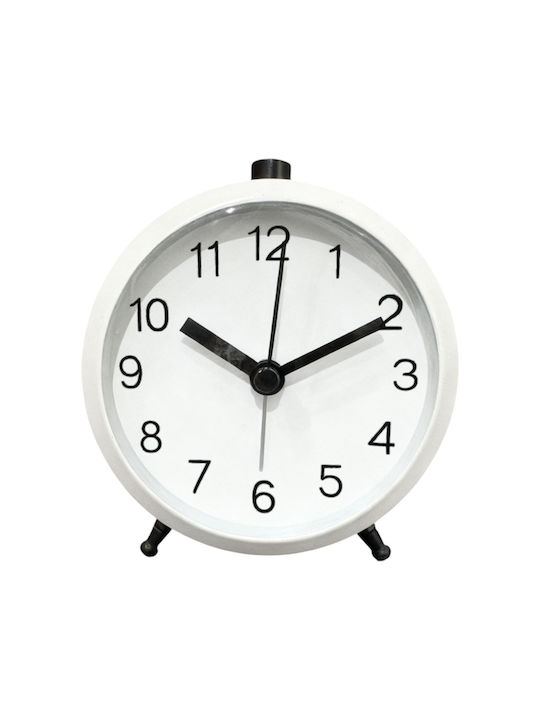 Alarm Clock Metal Silent White Matte Colour 9.3x5.7x10.5cm Ankor Pcs