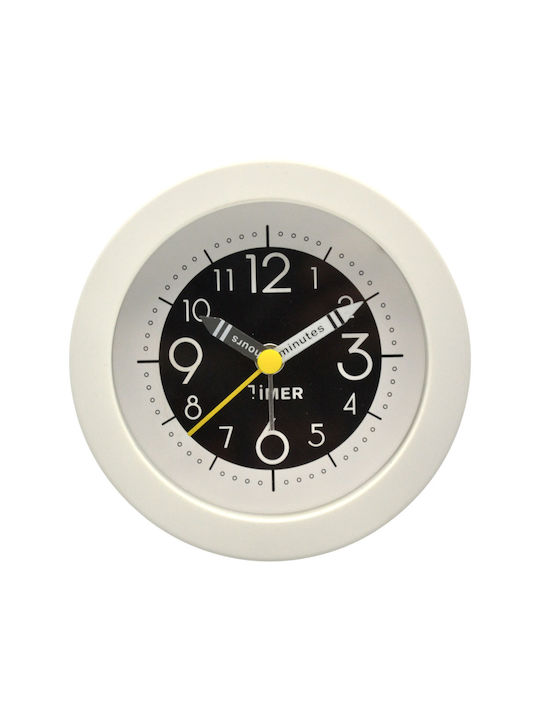 Alarm Clock Plastic Silent White Matte Colour 9.7x4.2x9.7cm Ankor Pcs