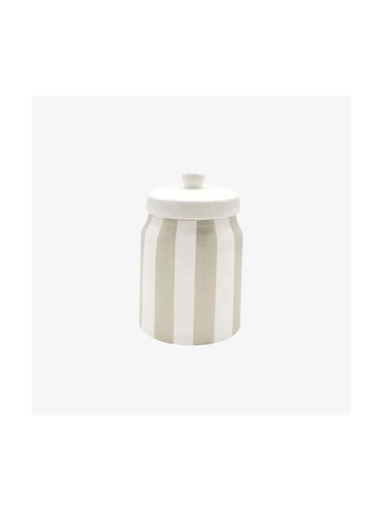 Βάζο Αποθήκευσης Striped Κεραμικό Καπάκι & Ριγέ Υφή Pgst0070