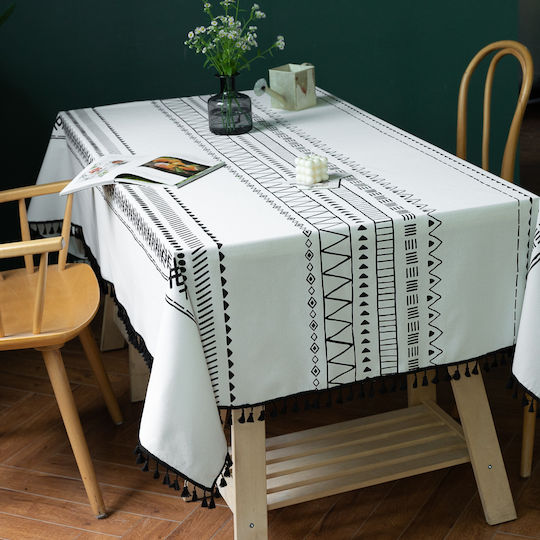 FRIPIA Leinen Tischdecke Weiß 140x250cm