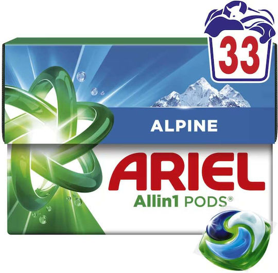 Κάψουλες Πλυντηρίου Ρούχων Ariel All-in-1 Pods Alpine 33τμχ