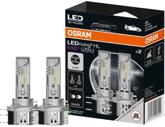 Osram Led H15 Ledriving Hl Easy Gen2 12volt 23/3watt 1250/250lm 6500K 2 Menge Autolampen