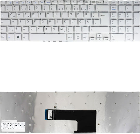 German Laptop Keyboard Sony Vaio Fit SVF15 SVF152 SVF1521C5E SVF15218CXW SVF152C29M SVF152A29M SVF153 SVF153A1YM SVF153A2TT SVF154 SVF15A1M2ES SVF15A1S2ES DE without Frame White Code 40139denofrwhite