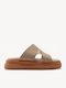Бежови Кожени Flatform Сандали С Широки Каишки
