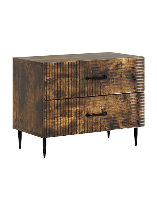 Wooden Bedside Table with Black Metal Legs 62x3...