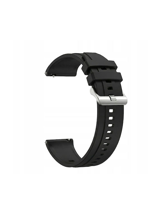 Silver Buckle Silicone Strap Black (Huawei Watch GT6 / GT5 / GT4 41mm 18 mm)