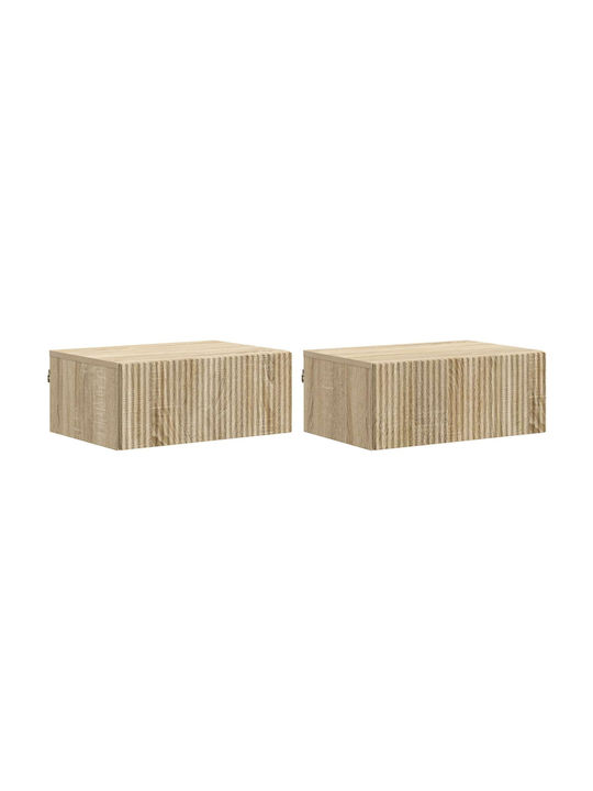 Wooden Beige Bedside Tables 2 Pieces 49x34.5x20cm