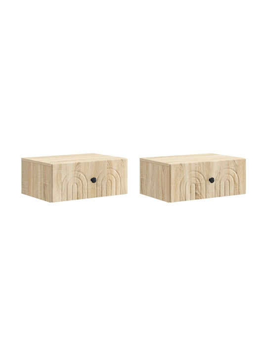 Wooden Beige Bedside Tables 2 Pieces 49x34.5x20cm