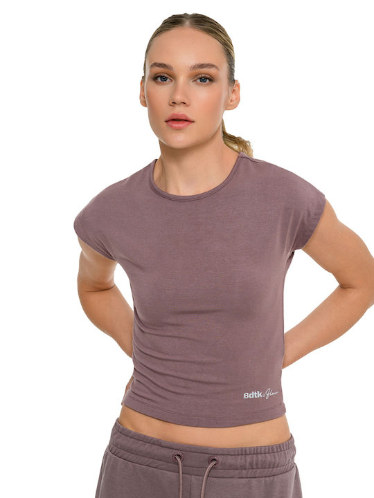 BodyTalk Damen Crop Top Kurzärmelig Braun