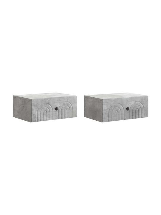 Wooden Gray Bedside Tables 2 Pieces 49x34.5x20cm