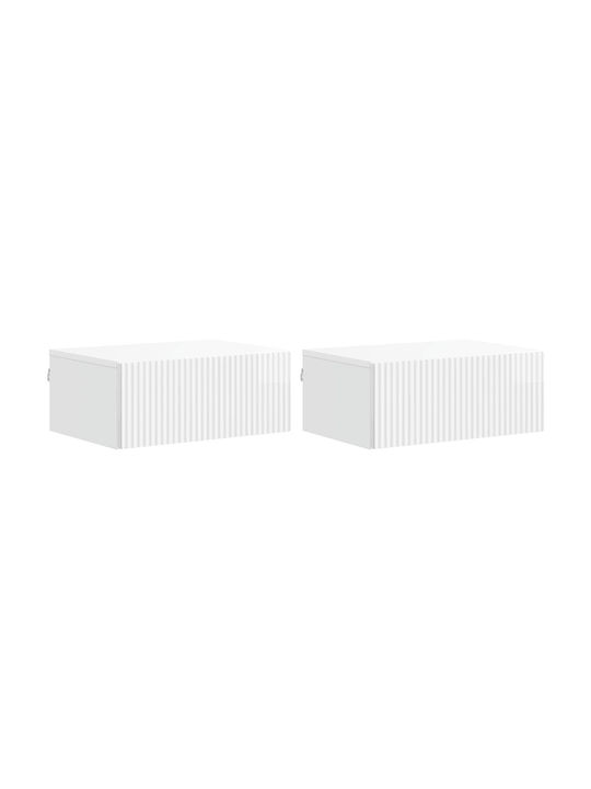 White Wooden Bedside Tables 2 Pieces 49x34.5x20cm