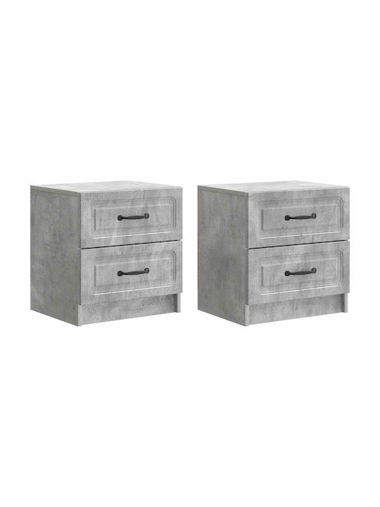 Κομοδίνα Ξύλινα Γκρι 2τμχ 43x34.5x44.5cm