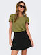 Women's Cotton Short Sleeve Blouse Khaki