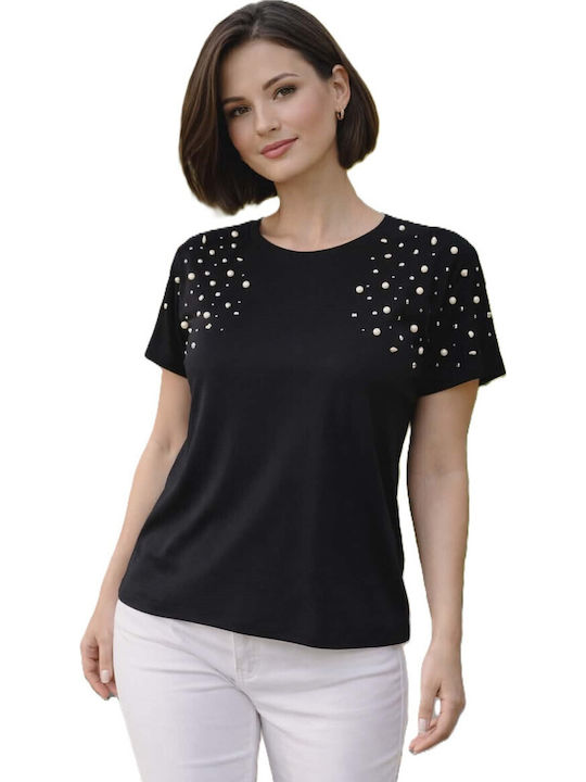 Women's Short Sleeve Black Blouse