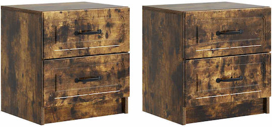 Wooden Black Bedside Tables 2 Pieces 43x34.5x44.5cm