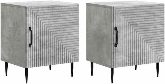 Wooden Bedside Tables With Metal Legs Gray 2 Pieces 43x34.5x50cm