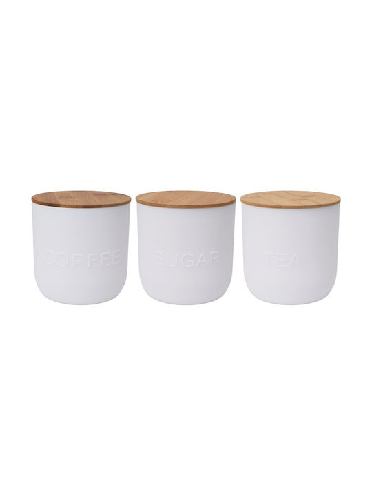 Excellent Houseware Set 3 Bucăți Vaze Utilizare Generală cu Capac Ceramic Alb
