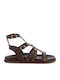 Damen Flache Sandalen Braun