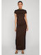 Ladies Maxi Evening Dress Brown
