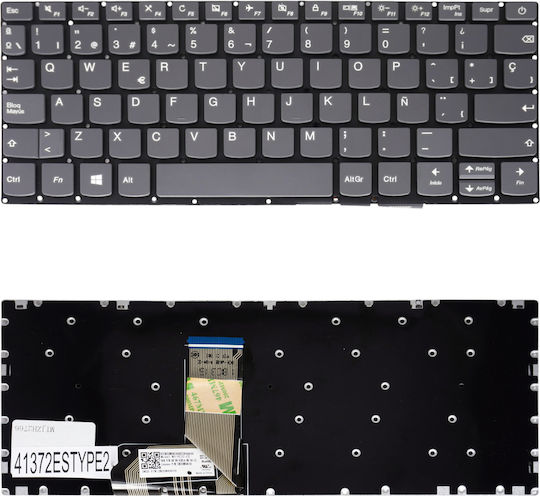 Испанска Клавиатура За Лаптоп Lenovo Yoga 330-11igm 81a6 330-11ast Flex 6-11igm 81a7 Sn20n89640 5cb0q81366 5cb0q81407 5cb0q81332 Power Key Es Без Рамка Сива Код 41372estype2