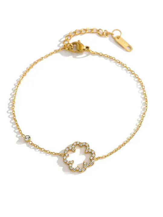 Women's Bracelet Made of Gold Plated Stainless Steel with Zircon