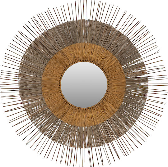 HomeMarkt Mendong Grass Wall Mirror with Beige Frame Diameter 105cm