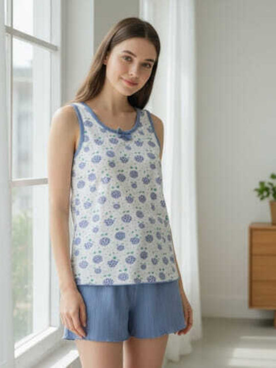 Prive Underwear Set Pijamale Dama De Vară Din Bumbac Albastru
