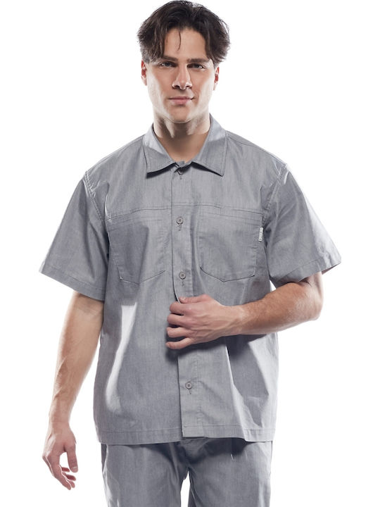 Cover Jeans Overshirt Gri Mânecă Lungă