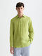 Long Sleeve Linen Shirt Regular Fit Striped Green