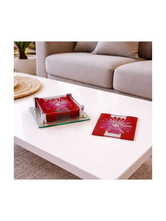 Galifas Glowen Glass Coaster with Stand 9x9cm 6 Pieces