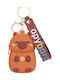 Πορτοφολάκι Μπρελόκ Pvc Charm Capybara Ροδάκινο Καπιμπάρα 9cm