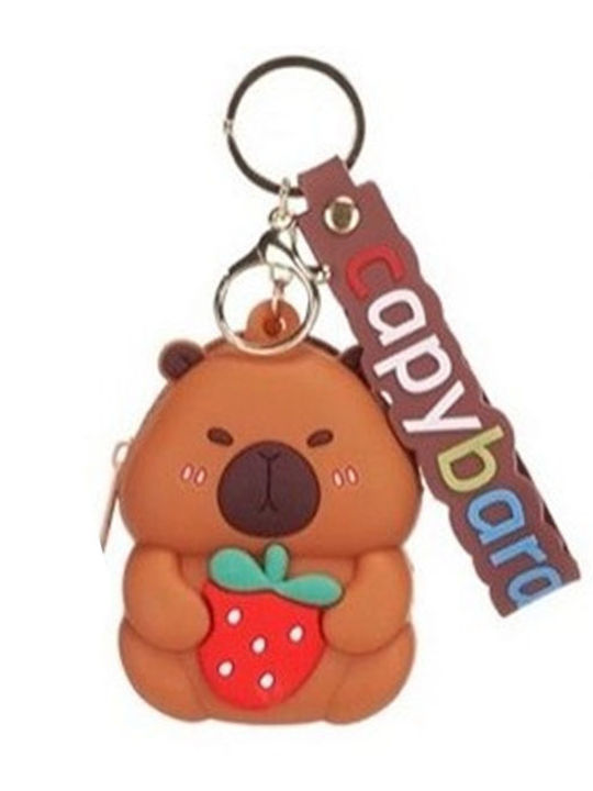 Portofel Breloc Pvc Charm Capybara Căpșună Capybara 8cm
