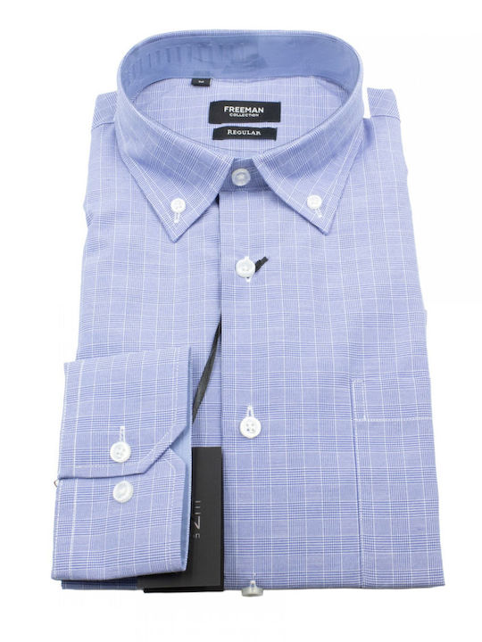 Long Sleeve Shirt Regular Fit Checked Blue
