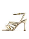 Damen Sandalen Aus Leder Gold
