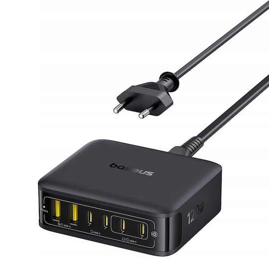 Baseus GaN Charging Station with 2 USB-A Ports and 4 USB-C Ports 120W in Black Colour (EnerFill FH21)