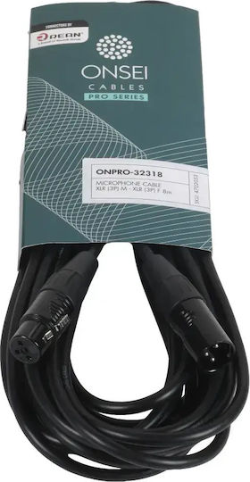 Onsei Cable XLR male - XLR female Μαύρο 8m