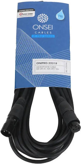 Onsei Cable XLR male - XLR female Μαύρο 8m