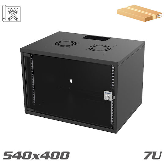Edision Επιτοίχια Καμπίνα Rack 19U Μαύρο 60-02-0022