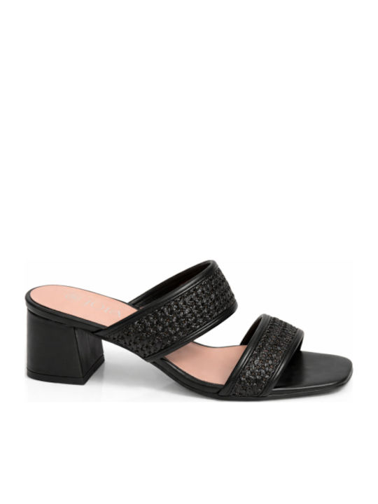 Mules With Chunky Low Heel In Black Colour