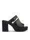 Flat Δερμάτινα Mules σε Μαύρο Χρώμα