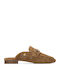 Suede Mules με Τακούνι σε Ταμπά Χρώμα