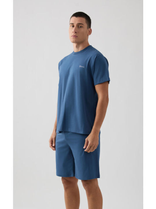 Minerva Summer Men's Cotton Pyjamas Blue