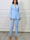 Women's Light Blue Suit in Tapered Leg Style