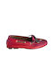 Leder Damen Mokassins in Roter Farbe