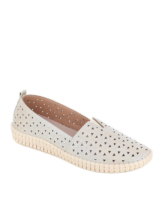 Leather Women's Moccasins in Beige Colour 3/2026-01_BEIGE