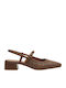 Leder Pumps mit niedrigem Absatz Braun 26364-KAFE