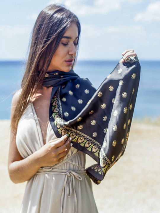 Kalfas Luxury Silk Μαντήλι Γυναικείο Μεταξωτό Φ...